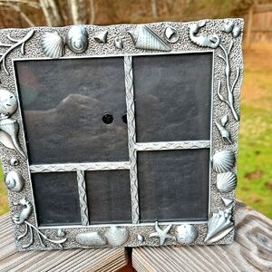 VINTAGE  MALDEN  NAUTICAL PEWTER   SILVER GREY  PHOTO  COLLAGE   TABLE FRAME